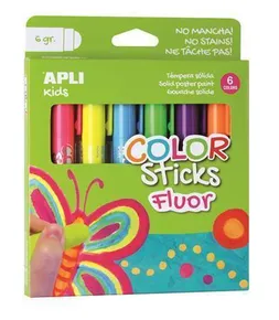 Tempera botok "gyerekek", 6 különböző fluoreszcencia szín, alkalmazva